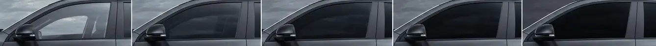 Wraptors Orlando, Vehicle Wraps, PPF & Tint A car’s front side window is shown in four stages from fully open to fully closed against a cloudy sky background, highlighting the seamless finish and expert installation provided by Wraptors Orlando—your trusted source for premium PPF and Orlando Florida Car Wraps. Orlando, FL